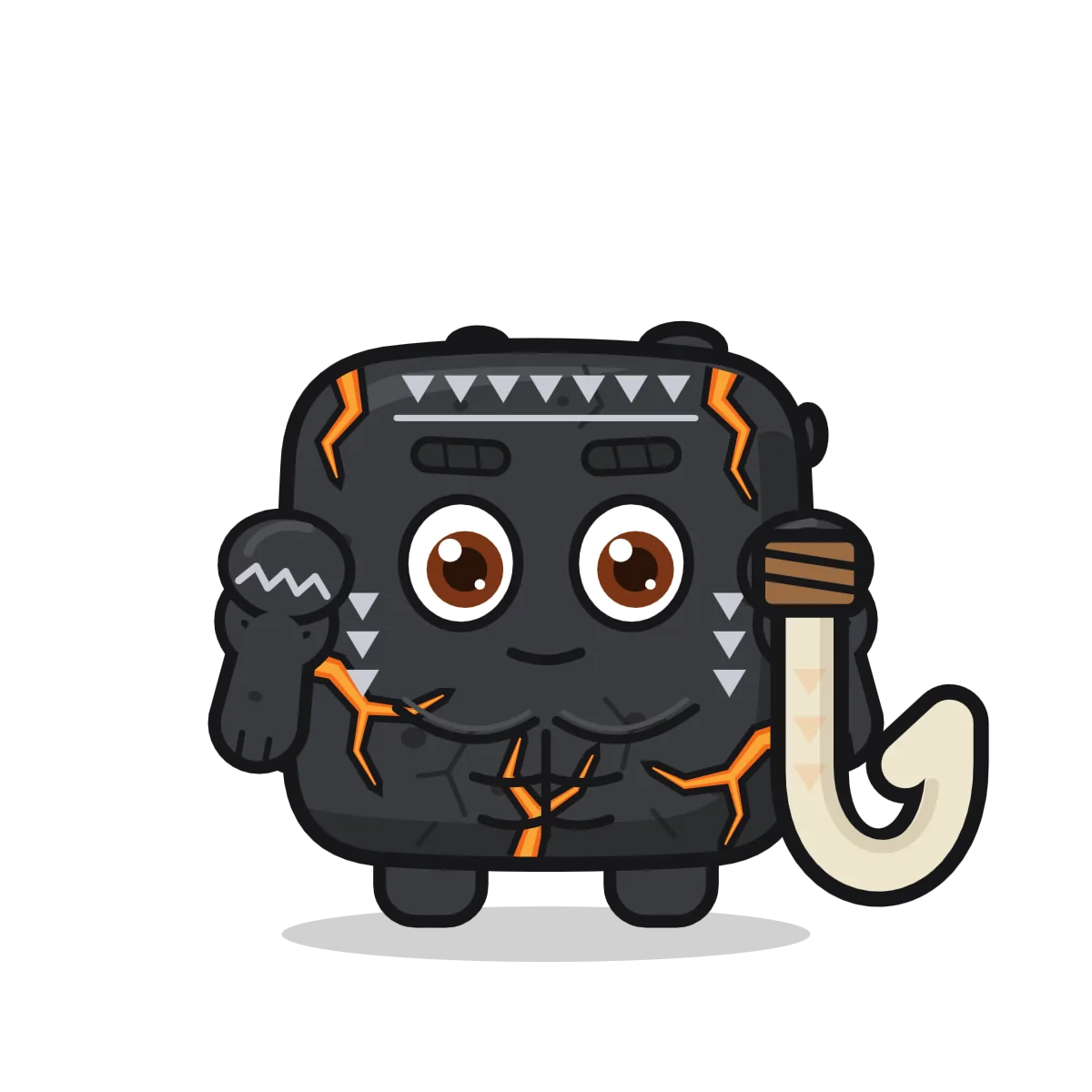 The rock, standing, with kākau across its chest and a great hook of bone.