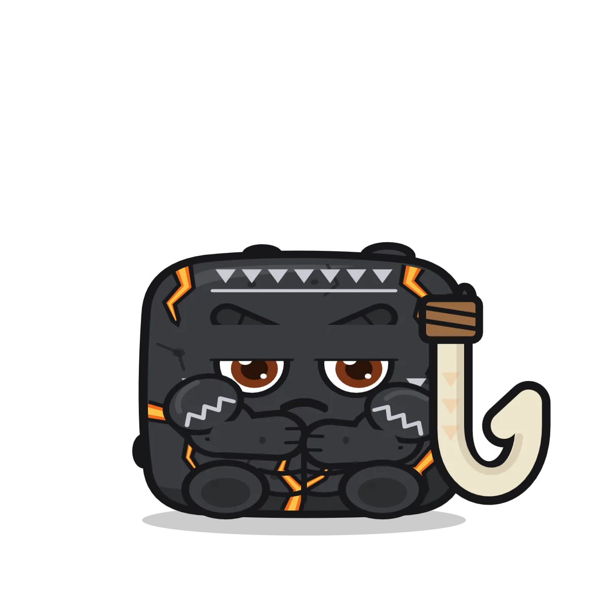 The rock, hunched, arms folded, frowning, with kākau across its chest and a great hook of bone.