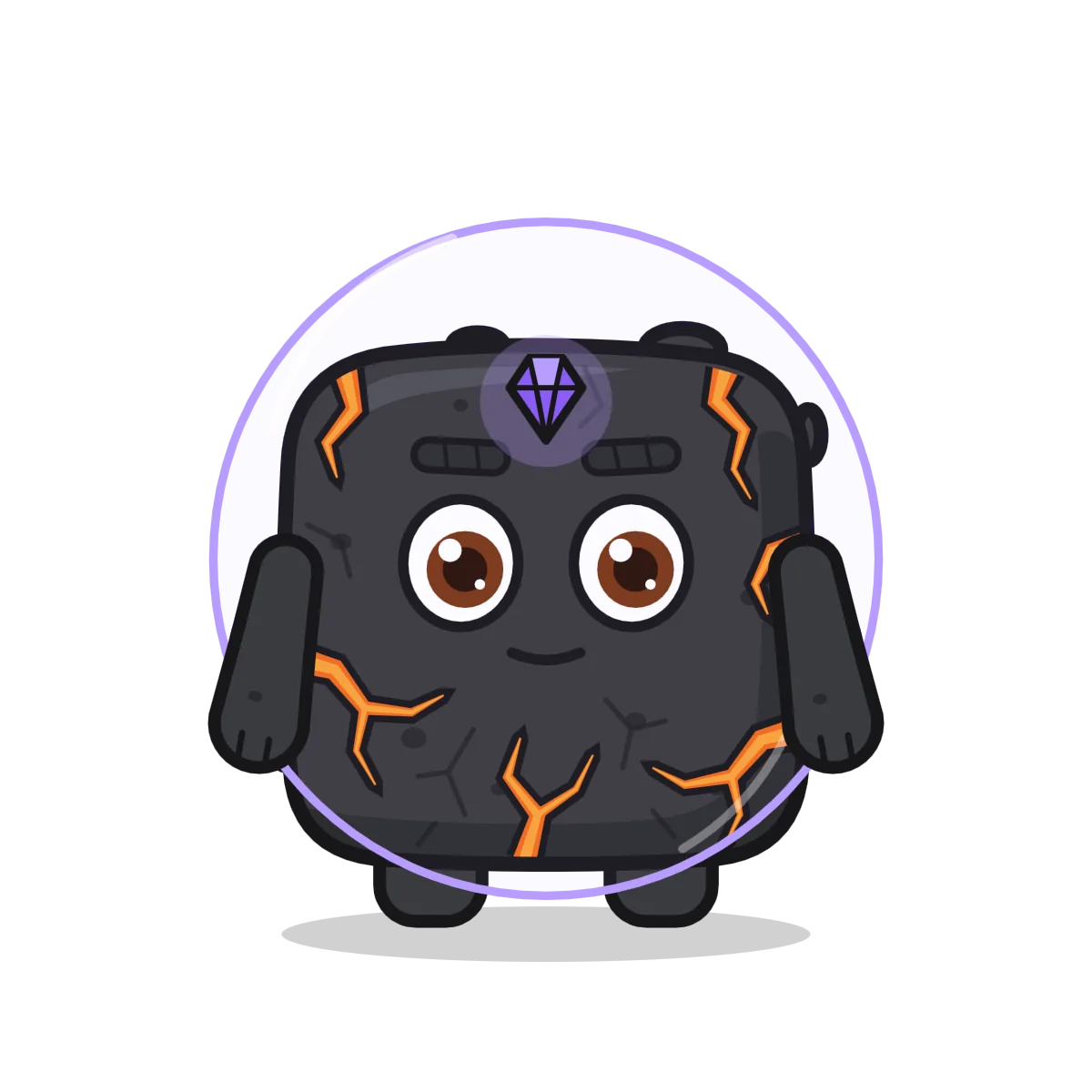 The rock with a gem set in his forehead and a faint shield round him.