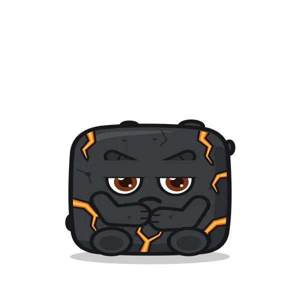 Blocky, arms folded.